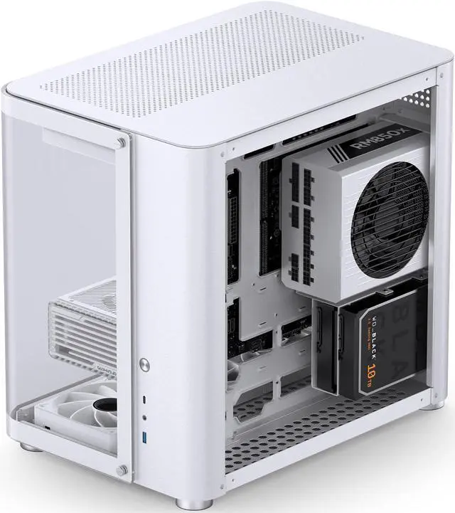 Alt view image 6 of 7 - JONSBO TK-2 WHITE Separated Cabinet Case, ATX Computer Case,Bi-Bent Surround View Glass , Aluminum Alloy, Support ITX/M-ATX /ATX,Support 360 AIO ,With Type-C  &3.0 USB Port, White