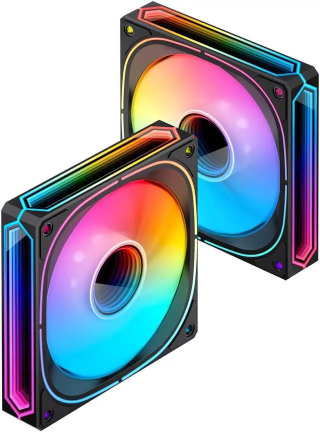 Alt view image 5 of 7 - JONSBO FR-505B(Positive) 3 PACK, 120mm Case Fan, Positive Blade, H25MM ARGB Infinity Mirror Series,3 Sides ARGB lighting along with the Front ARGB ,Lower noise level,3pcs in Pack, Black