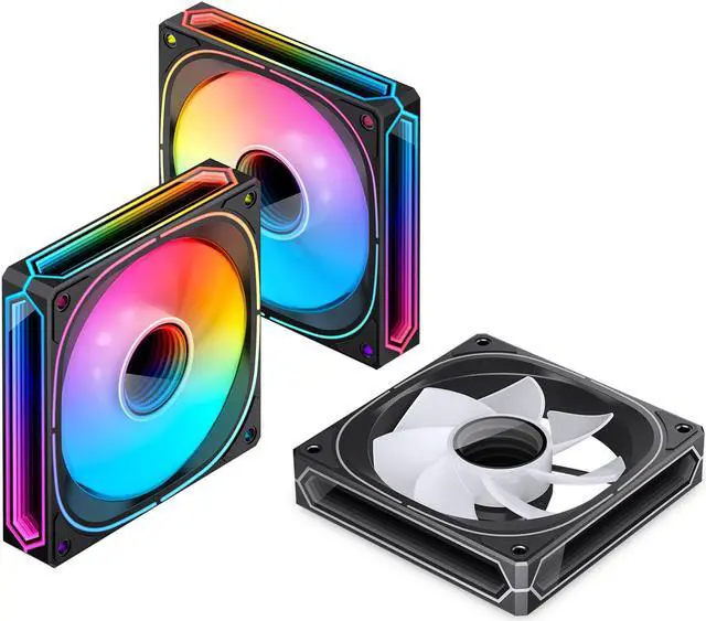 Main image of JONSBO FR-505BR (Reverse) 3 PACK 120mm Case Fan, Reverse Blade, H25MM ARGB Infinity Mirror Series,3 Sides ARGB lighting along with the Front ARGB ,Lower noise level,3pcs in Pack, Black