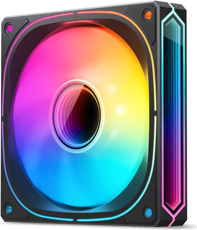 Alt view image 4 of 7 - JONSBO FR-505BR (Reverse) 3 PACK 120mm Case Fan, Reverse Blade, H25MM ARGB Infinity Mirror Series,3 Sides ARGB lighting along with the Front ARGB ,Lower noise level,3pcs in Pack, Black