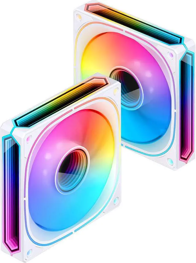 Alt view image 2 of 7 - JONSBO FR-505W (Positive) 3 PACK, Positive Blade,120mm Case Fan, H25MM ARGB Infinity Mirror Series,3 Sides ARGB lighting along with the Front ARGB ,Lower noise level,3pcs in Pack,White