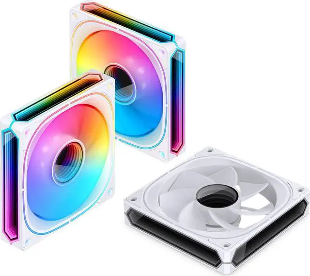 Main image of JONSBO FR-505WR (Reverse) 3 PACK, 120mm Case Fan, Reverse Blade, H25MM ARGB Infinity Mirror Series,3 Sides ARGB lighting along with the Front ARGB ,Lower noise level,3pcs in Pack, White