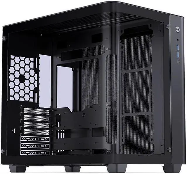 Alt view image 3 of 7 - JONSBO TK-3 BLACK One-piece Curved Glass Case, One-piece Curved Glass, Support BTF MB/Dual 360 AIO/ATX PSU/40Series GPU, with 10 Fan Positions, 270 Degree Side View Display,Column-less,Black