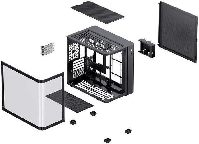 Alt view image 7 of 7 - JONSBO TK-3 BLACK One-piece Curved Glass Case, One-piece Curved Glass, Support BTF MB/Dual 360 AIO/ATX PSU/40Series GPU, with 10 Fan Positions, 270 Degree Side View Display,Column-less,Black