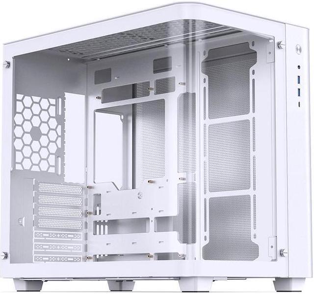 Alt view image 3 of 7 - JONSBO TK-3 WHITE One-piece Curved Glass ATX Case, Separated Cabinet Case, Support BTF MB/Dual 360 AIO/ATX PSU/40Series GPU, with 10 Fan Positions, 270 Degree Side View Display,Column-less,White