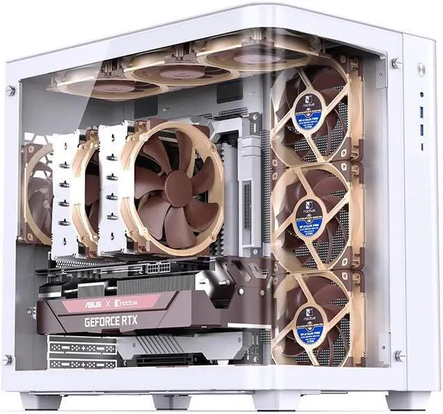 Alt view image 2 of 7 - JONSBO TK-3 WHITE One-piece Curved Glass ATX Case, Separated Cabinet Case, Support BTF MB/Dual 360 AIO/ATX PSU/40Series GPU, with 10 Fan Positions, 270 Degree Side View Display,Column-less,White