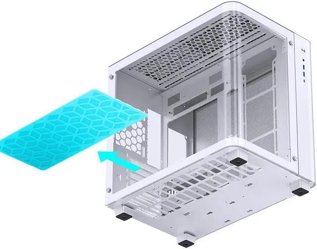 Alt view image 6 of 7 - JONSBO TK-3 WHITE One-piece Curved Glass ATX Case, Separated Cabinet Case, Support BTF MB/Dual 360 AIO/ATX PSU/40Series GPU, with 10 Fan Positions, 270 Degree Side View Display,Column-less,White