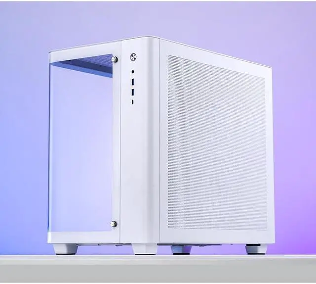Alt view image 7 of 7 - JONSBO TK-3 WHITE One-piece Curved Glass ATX Case, Separated Cabinet Case, Support BTF MB/Dual 360 AIO/ATX PSU/40Series GPU, with 10 Fan Positions, 270 Degree Side View Display,Column-less,White
