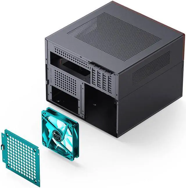 Alt view image 6 of 7 - JONSBO N4 BLACK NAS mini Chassis, Walnut Wood, 8-Drive Bay/6*3.5 "HDD (4 hot-swap,2 non hot-swap), 2*2.5SSD,Micro ATX/ITX Case, USB3.2Gen2Type-C, 1x120mm Fan built-in, Black