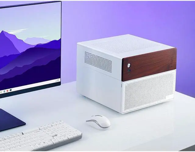 Alt view image 7 of 7 - JONSBO N4 WHITE NAS mini Chassis, Walnut Wood, 8-Drive Bay/6*3.5 "HDD (4 hot-swap,2 non hot-swap), 2*2.5SSD,Micro ATX/ITX Case, USB3.2Gen2Type-C, 1x120mm Fan built-in, White