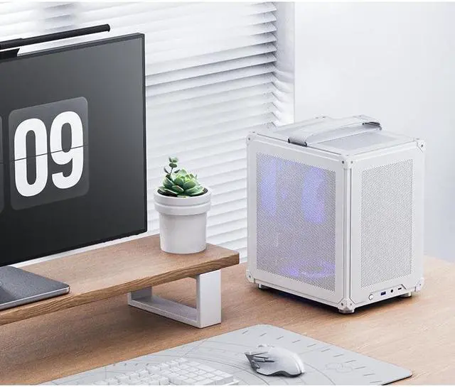 Alt view image 7 of 7 - JONSBO C6-ITX WHITE ITX Handled Mesh PC Case, Simple Compact Desktop ITX Chassis, SP MB ITX/MINI-DTX, ATX Power Bite (L140mm Max.), SP 170mm Tower Cooler,3 Fan positions, Tool-free Open Case, White