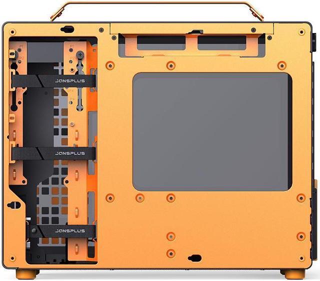 Alt view image 4 of 7 - JONSPLUS Z20 ORANG/BLACK Micro-ATX Computer Case,with Detachable Carrying handle , Mini Size, High-performance Hardware Compatible, Support 240AIO, H160mm Cooler, Orange/Black