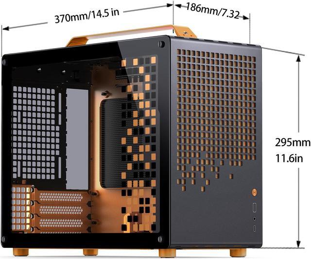 Alt view image 7 of 7 - JONSPLUS Z20 ORANG/BLACK Micro-ATX Computer Case,with Detachable Carrying handle , Mini Size, High-performance Hardware Compatible, Support 240AIO, H160mm Cooler, Orange/Black