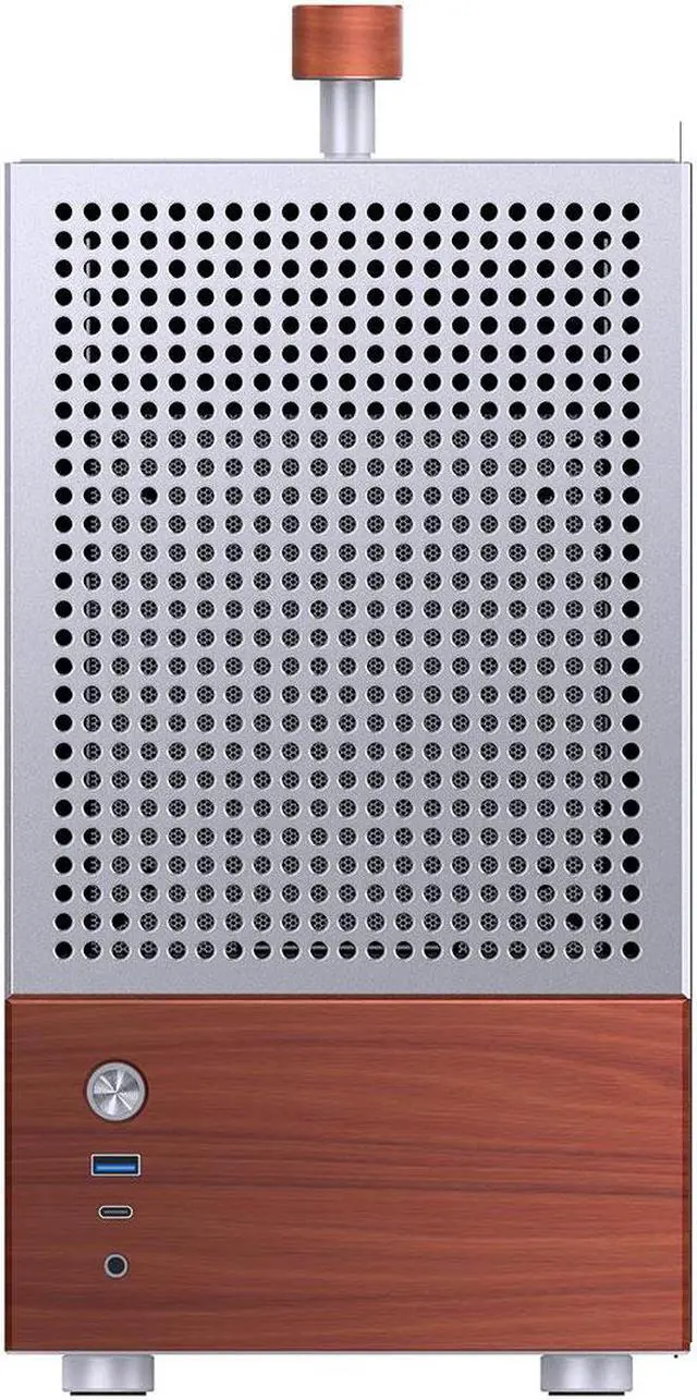 Alt view image 4 of 7 - JONSBO T6 Silver ITX PC Case, Mini Tower Aluminum Chassis, with Multifunctional Handle,  Solid Wood Veneer SFF PC Case , MB:DTX/ITX, PC Case, Silver
