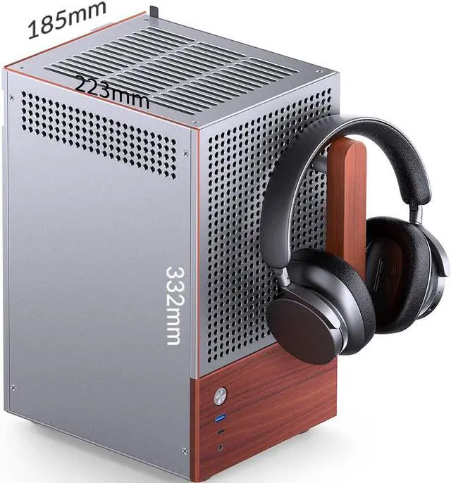 Alt view image 5 of 7 - JONSBO T6 Silver ITX PC Case, Mini Tower Aluminum Chassis, with Multifunctional Handle,  Solid Wood Veneer SFF PC Case , MB:DTX/ITX, PC Case, Silver