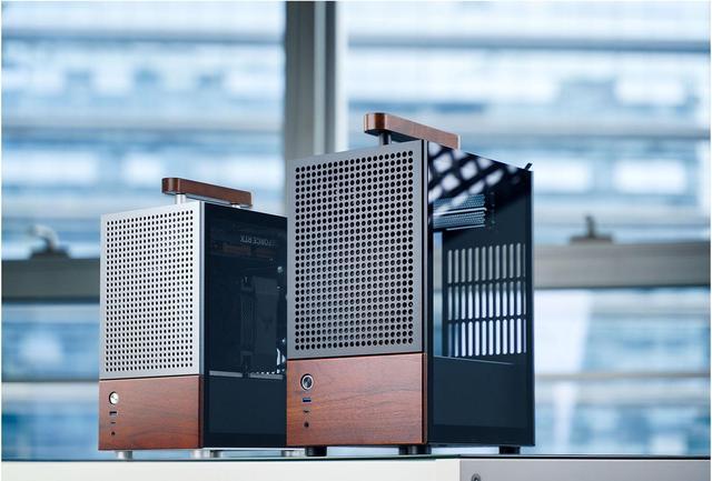 Alt view image 6 of 7 - JONSBO T6 Silver ITX PC Case, Mini Tower Aluminum Chassis, with Multifunctional Handle,  Solid Wood Veneer SFF PC Case , MB:DTX/ITX, PC Case, Silver