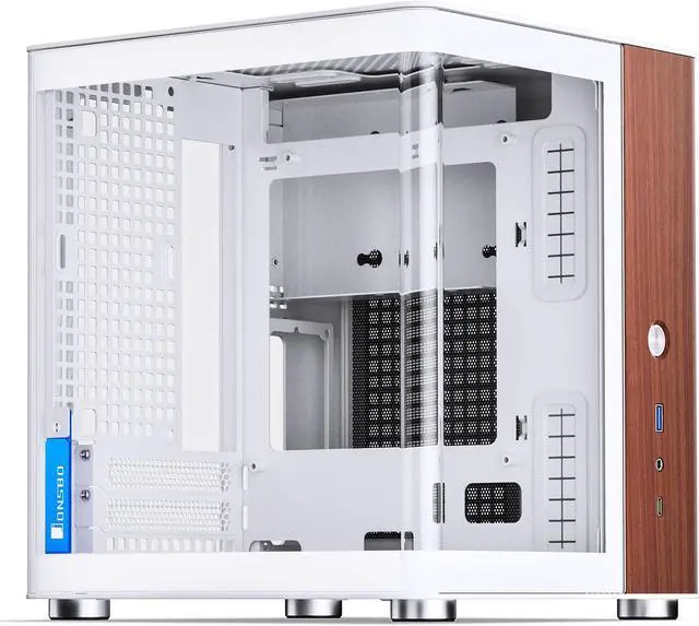Alt view image 3 of 7 - JONSBO TK-0 Separated Cabinet ITX Case Mini Tower,270° Dual-Curved Glass, Al/Solid Walnut Wood, Compact Desktop Case SP GPU 230mm,Separate Air Intake for PSU, Multi Vents Cooling,4 Fan Position,White