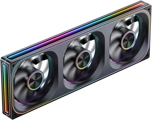 Main image of JONSBO ZA-360B PC Case Fan, All-IN-One Single Frame Unit with 3x120mm ARGB Fans 4 Pin PWM,3Pin ARGB, Silent Computer Fan with 4-Sides Infinity Mirror Fan 2400RPM, Aluminum Nameplate, Black