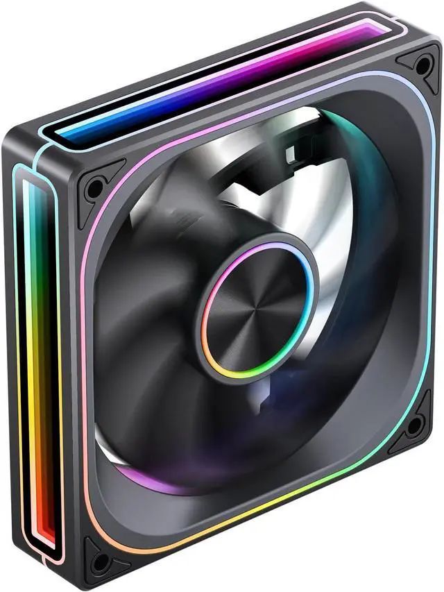 Alt view image 3 of 7 - JONSBO ZA-120BR(Reversed) PC Case Fan, Silent Computer Fan with 4-Sides Infinity Mirror Fan 2400RPM, 3Pin ARGB , 4Pin PWM Integrated M&F Head ,Aluminum Nameplate, Black