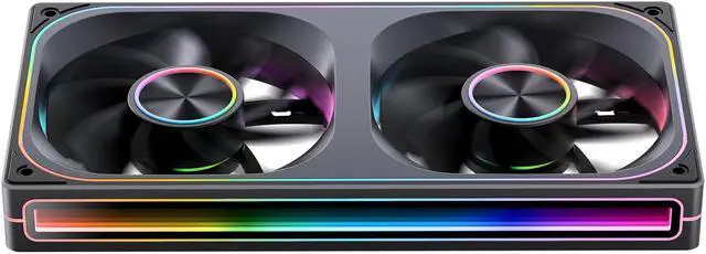 Alt view image 4 of 7 - JONSBO ZA-240BR (Reversed) PC Case Fan, All(2)-IN-One, Single Frame Unit with 2x120mm ARGB Fans,4Pin PWM,3Pin ARGB,Silent Computer Fan with 4-Sides Infinity Mirror Fan 2400RPM,Aluminum Nameplate,Black