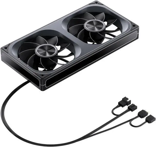 Alt view image 7 of 7 - JONSBO ZA-240BR (Reversed) PC Case Fan, All(2)-IN-One, Single Frame Unit with 2x120mm ARGB Fans,4Pin PWM,3Pin ARGB,Silent Computer Fan with 4-Sides Infinity Mirror Fan 2400RPM,Aluminum Nameplate,Black