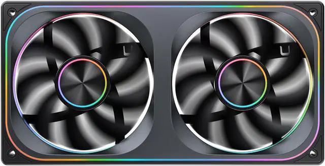 Alt view image 5 of 7 - JONSBO ZA-240B Computer Case Fan, All(2)-IN-One, Single Frame Unit with 2x120mm ARGB Fans, 4 Pin PWM,3Pin ARGB, Silent Computer Fan with 4-Sides Infinity Mirror Fan 2400RPM, Aluminum Nameplate, Black