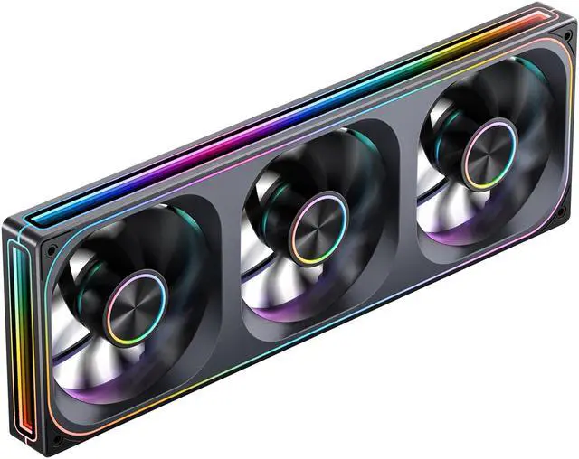 Alt view image 4 of 7 - JONSBO ZA-360BR (Reversed) PC Case Fan,  All-IN-One Single Frame Unit with 3x120mm ARGB Fans 4 Pin PWM 3Pin ARGB, Silent Computer Fan with 4-Sides Infinity Mirror Fan 2400RPM, Aluminum Nameplate,Black