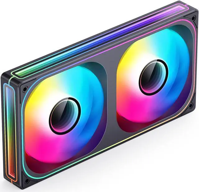 Alt view image 3 of 7 - JONSBO ZB-240BR (Reversed ) PC Case Fan, Silent Computer Fan with Axis & 4-Sides Infinity Mirror, All-IN-One, Single Frame Unit with 2x120mm ARGB Fans, 4 Pin PWM,3Pin ARGB, Fan 2400RPM, Black