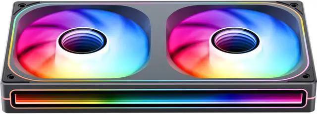 Alt view image 4 of 7 - JONSBO ZB-240BR (Reversed ) PC Case Fan, Silent Computer Fan with Axis & 4-Sides Infinity Mirror, All-IN-One, Single Frame Unit with 2x120mm ARGB Fans, 4 Pin PWM,3Pin ARGB, Fan 2400RPM, Black