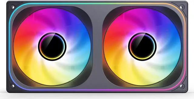 Alt view image 5 of 7 - JONSBO ZB-240BR (Reversed ) PC Case Fan, Silent Computer Fan with Axis & 4-Sides Infinity Mirror, All-IN-One, Single Frame Unit with 2x120mm ARGB Fans, 4 Pin PWM,3Pin ARGB, Fan 2400RPM, Black