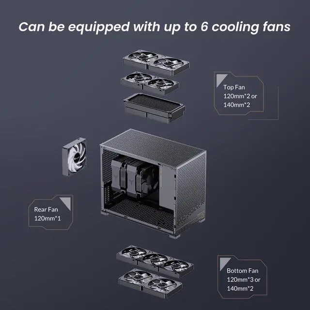 Alt view image 7 of 7 - JONSBO D32 PRO Micro-ATX PC Case,High Compatibility Mini Desktop Case,A/B Mode for MB, Support MATX Back-Connect/BTF MB,365mm GPU/240AIO/163mm Air Cooler,ATX/SFX-L/SFX PSU, USB3.2 PC Gaming Case,Black