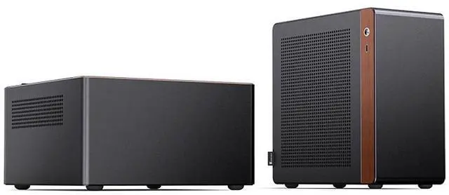 Alt view image 4 of 6 - JONSBO N10 BLACK MINI ITX PC Case, Aluminum Alloy with Walnut Trim Desktop Case, Standing or Lying , Compatible with 1U Flex PSU,Compact & Portable 4.5L SFF Case, With 2Fans,4x2.5"SSD, Black