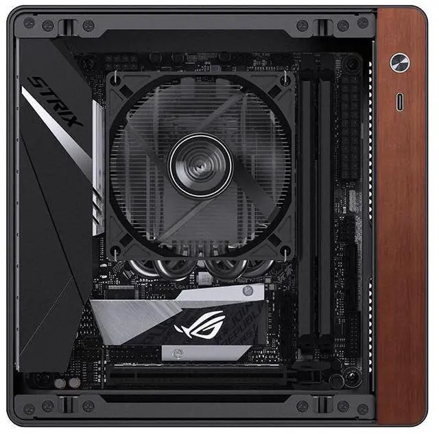 Alt view image 2 of 6 - JONSBO N10 BLACK MINI ITX PC Case, Aluminum Alloy with Walnut Trim Desktop Case, Standing or Lying , Compatible with 1U Flex PSU,Compact & Portable 4.5L SFF Case, With 2Fans,4x2.5"SSD, Black