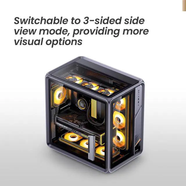Alt view image 3 of 7 - New JONSBO BO400 ATX Computer Case, Aluminum Frame, SP Back-Connect MB,High Comp PC Case,SP GPU 435mm/PSU 200mm/AIO360x3,3 Sided View,Top Front Interchangeable Glass/Mesh Desktop Display Chassis, Gray