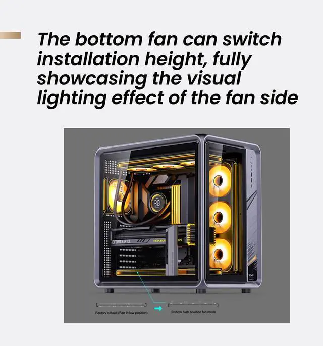 Alt view image 4 of 7 - New JONSBO BO400 ATX Computer Case, Aluminum Frame, SP Back-Connect MB,High Comp PC Case,SP GPU 435mm/PSU 200mm/AIO360x3,3 Sided View,Top Front Interchangeable Glass/Mesh Desktop Display Chassis, Gray