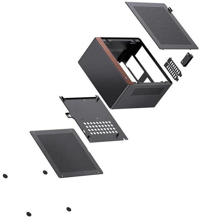 Alt view image 5 of 7 - JONSBO NV10 BLACK  MINI ITX PC Case, Aluminum Alloy with Walnut Trim Desktop Case,  Compatible with 1U Flex PSU, low-Profile GPU,Compact &Portable 4.5L Case,with a PCI-E 4.0 Extended Cable, NV10 BLACK