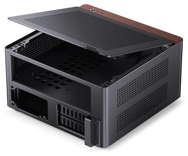 Alt view image 3 of 7 - JONSBO NV10 BLACK  MINI ITX PC Case, Aluminum Alloy with Walnut Trim Desktop Case,  Compatible with 1U Flex PSU, low-Profile GPU,Compact &Portable 4.5L Case,with a PCI-E 4.0 Extended Cable, NV10 BLACK