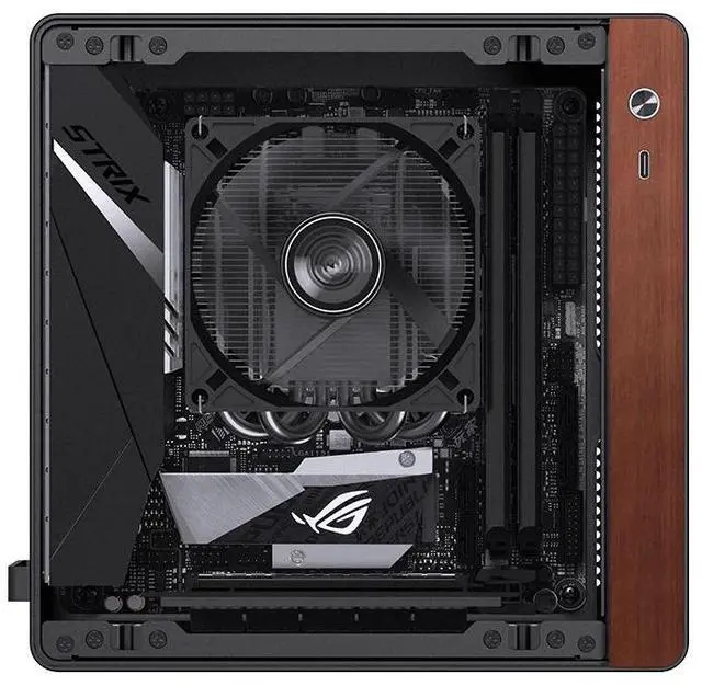 Alt view image 6 of 7 - JONSBO NV10 BLACK  MINI ITX PC Case, Aluminum Alloy with Walnut Trim Desktop Case,  Compatible with 1U Flex PSU, low-Profile GPU,Compact &Portable 4.5L Case,with a PCI-E 4.0 Extended Cable, NV10 BLACK