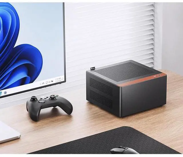 Alt view image 7 of 7 - JONSBO NV10 BLACK  MINI ITX PC Case, Aluminum Alloy with Walnut Trim Desktop Case,  Compatible with 1U Flex PSU, low-Profile GPU,Compact &Portable 4.5L Case,with a PCI-E 4.0 Extended Cable, NV10 BLACK