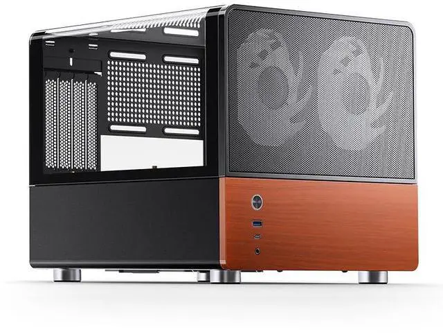 Alt view image 7 of 7 - JONSBO V12 BLACK Micro ATX Mid Tower PC Case, Hyperboloid Glass Desktop Design, Separated Cabinet Structure,Walnut Wood,MATX Desktop Computer Chassis, GPU<260mm,ATX PSU,Front 120mm*2(Built-in) Black