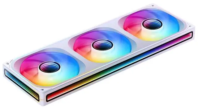 Alt view image 2 of 6 - JONSBO ZB-360WR (Reversed) PC Case Fan, Silent Computer Fan with Axis & 4-Sides Infinity Mirror, All-IN-One, Single Frame Unit with 3x120mm ARGB Fans, 4 Pin PWM,3Pin ARGB, Fan 1800RPM, White