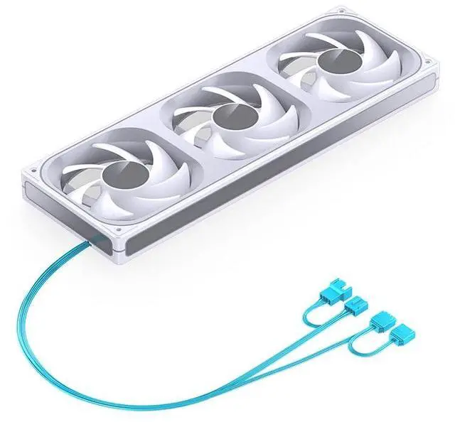 Alt view image 4 of 6 - JONSBO ZB-360WR (Reversed) PC Case Fan, Silent Computer Fan with Axis & 4-Sides Infinity Mirror, All-IN-One, Single Frame Unit with 3x120mm ARGB Fans, 4 Pin PWM,3Pin ARGB, Fan 1800RPM, White