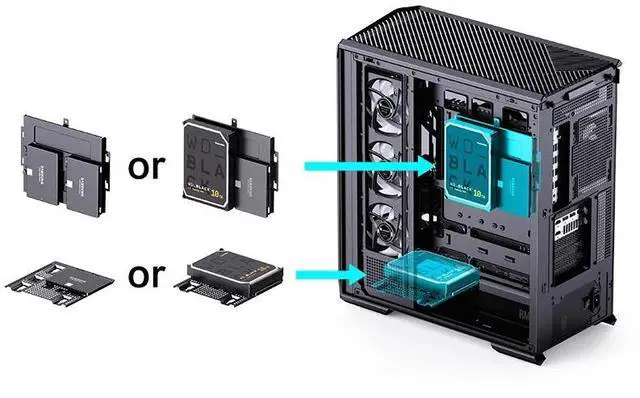 Alt view image 4 of 7 - JONSBO D400 BLACK ATX PC Case, Supports ATX / M-ATX / ITX MB, Golden-Ratio 3D Shape Design, Integrated Cured Tempered Glass, Desktop Case,SP Back-connect MB/Vertical GPU/AIO360,Multi Fan Bays, Black