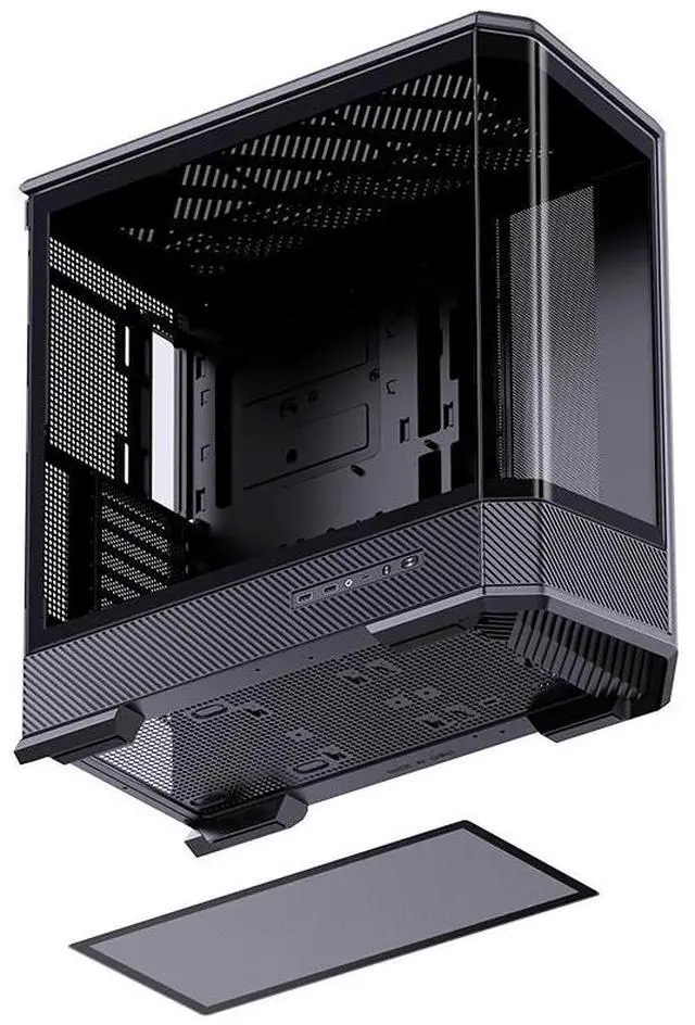Alt view image 3 of 7 - JONSBO D400 BLACK ATX PC Case, Supports ATX / M-ATX / ITX MB, Golden-Ratio 3D Shape Design, Integrated Cured Tempered Glass, Desktop Case,SP Back-connect MB/Vertical GPU/AIO360,Multi Fan Bays, Black
