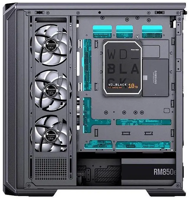 Alt view image 5 of 7 - JONSBO D400 BLACK ATX PC Case, Supports ATX / M-ATX / ITX MB, Golden-Ratio 3D Shape Design, Integrated Cured Tempered Glass, Desktop Case,SP Back-connect MB/Vertical GPU/AIO360,Multi Fan Bays, Black