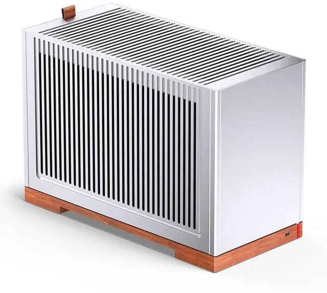 Main image of JONSBO T9 Mini ITX PC Case,SFF Tool-free Mesh Desktop Case,A4 Compartment Structure,Black Walnut Solid Wood Base,3 levels Adjustable for MB,4mm AL,SP SFX100mm/GPU202mm-310mm, With a PCI-E Cable,Silver