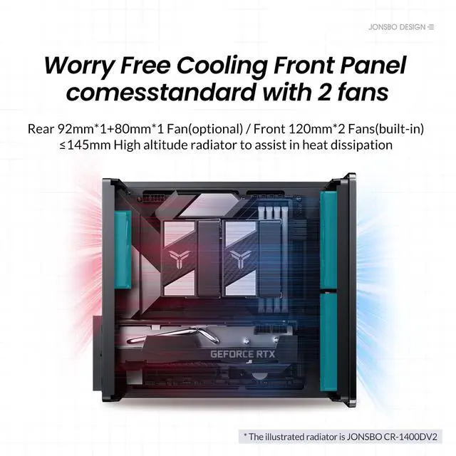 Alt view image 5 of 7 - JONSBO V12 BLACK Micro ATX Mid Tower PC Case, Hyperboloid Glass Desktop Design, Separated Cabinet Structure,Walnut Wood,MATX Desktop Computer Chassis, GPU<260mm,ATX PSU,Front 120mm*2(Built-in) Black