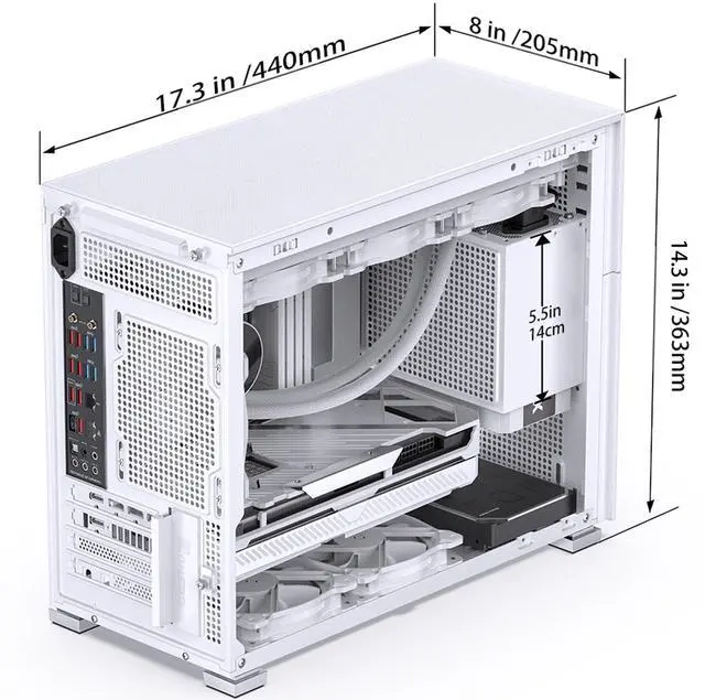 Alt view image 7 of 7 - JONSBO D31 MESH SC WHITE Micro ATX Computer Case with Sub HD-LCD Display, M-ATX/DTX/ITX Mainboard/Support RTX 4090(335-400mm) GPU 360/280AIO,Power ATX/SFX: 100mm-220mm  Multiple Tool-free Design,White