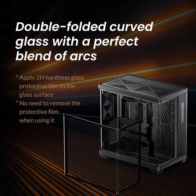 Alt view image 2 of 7 - JONSBO TK-4 BLACK ATX PC Case,Separated Cabinet PC Case, ATX Computer Case,Bi-Bent Surround View Glass,Aluminum Alloy, Support ITX/M-ATX /ATX, SP Back-connect( BTF)MB /460GPU/200PSU,Type-C Jack, BlacK