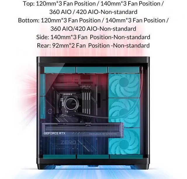 Alt view image 5 of 7 - JONSBO TK-4 BLACK ATX PC Case,Separated Cabinet PC Case, ATX Computer Case,Bi-Bent Surround View Glass,Aluminum Alloy, Support ITX/M-ATX /ATX, SP Back-connect( BTF)MB /460GPU/200PSU,Type-C Jack, BlacK